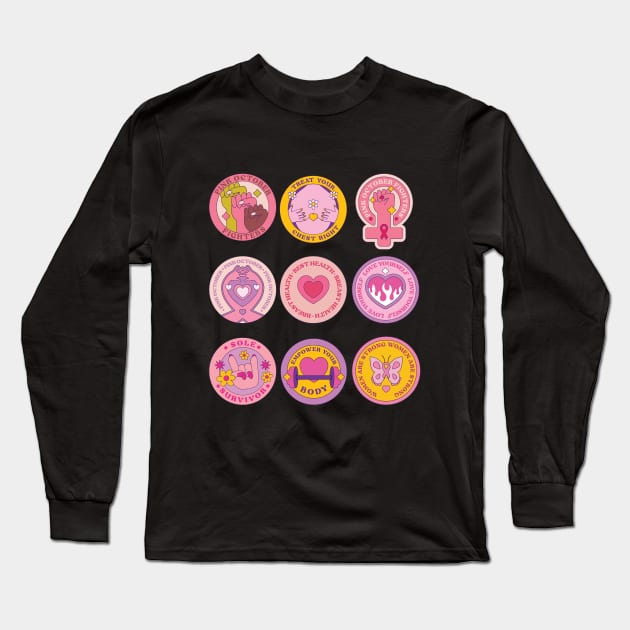 In October We Wear Pink Long Sleeve T-Shirt by Myartstor 